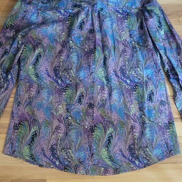 Vintage 70s Psychedelic Marble Print Leisure Shirt Large Retro Indie Hippi Boho - Picture 7 of 9